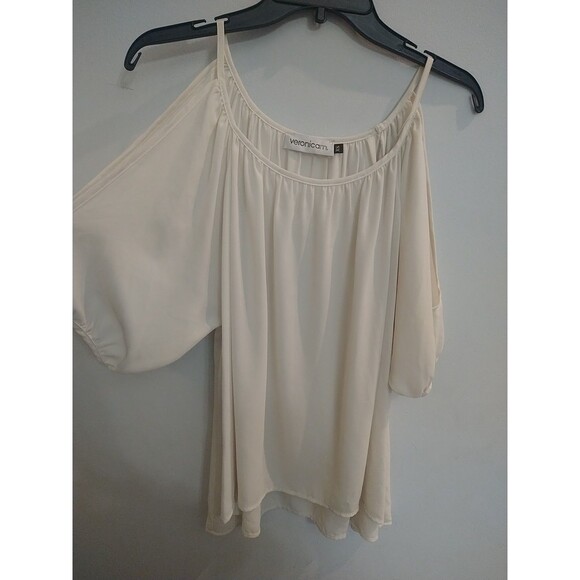 Veronicam Cold Shoulder Blouse Cream Xs boho Cottage Core Feminine - Picture 4 of 8